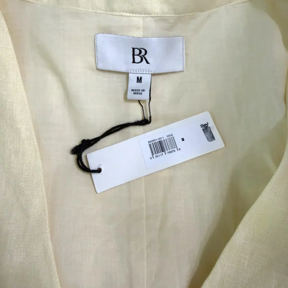 NEW Banana Republic Livia Linen Mini Shift Dress size Medium Butter Yellow
